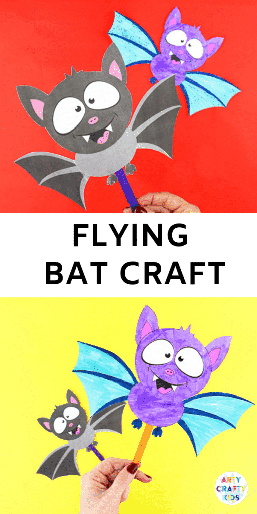 Arty Crafty Kids | Halloween Crafts | Easy Paper Bat Craft for Kids. Create a flying bat paper toy -  an easy and fun craft for Halloween.