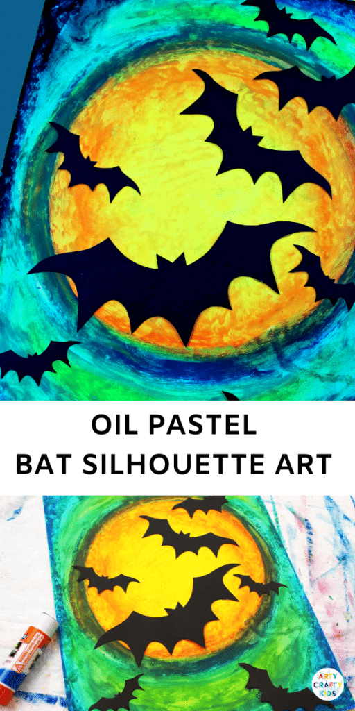 Arty Crafty Kids | Oil Pastel Bat Silhouette Art for Kids - an easy Halloween art project for kids.