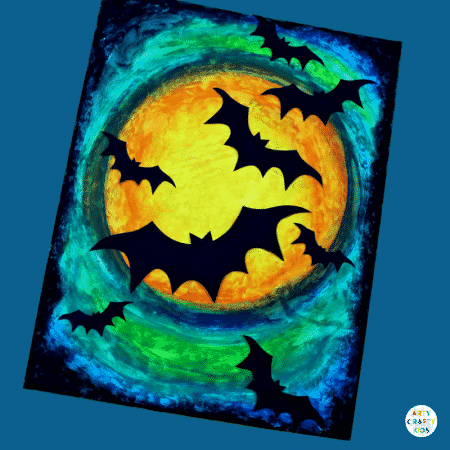 Oil Pastel Bat Silhouette Art - Arty Crafty Kids