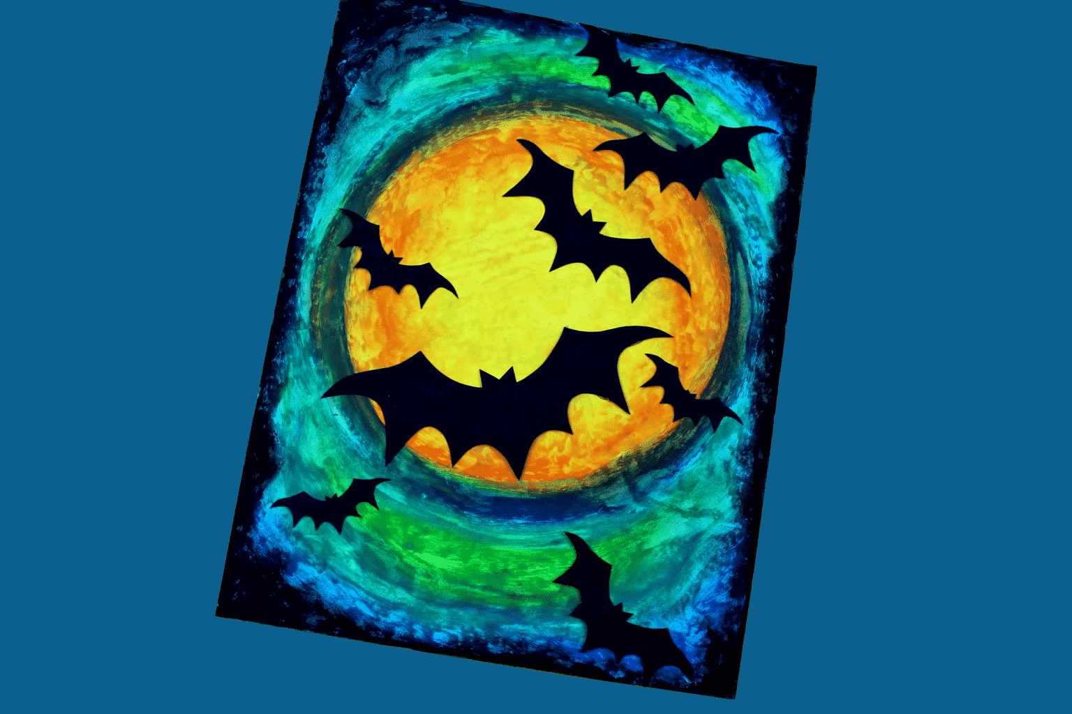 Oil Pastel Bat Silhouette Art   Arty Crafty Kids