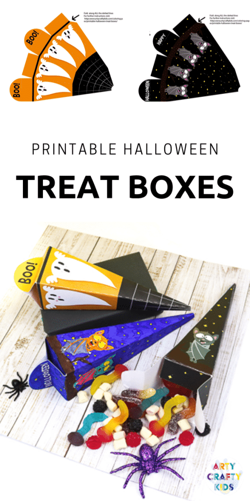 Arty Crafty Kids | Printable Halloween Treat Boxes for Kids to color and make.