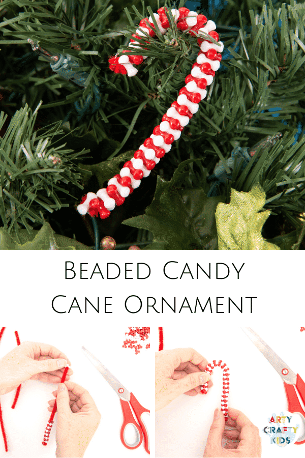 Make Beaded Candy Cane Ornaments with the kids this Christmas. Made with just two materials, kids will love this  simple and fun Christmas craft.