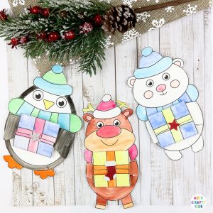 Winter Animal Printable Christmas Cards for kid to make!