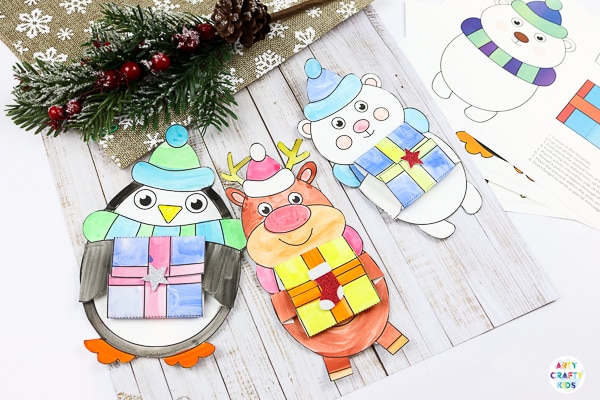 Cute Winter Animal Printable Christmas Cards Arty Crafty Kids