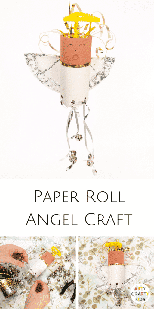 Toilet Paper Roll Angel Christmas Ornament for kids | A delightful and easy Christmas craft for kids that will look amazing hung upon the Christmas Tree.