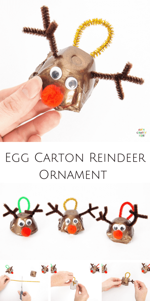 How to Make an Egg Carton Ornament - A fun and easy Christmas craft for kids that uses recyclable materials.