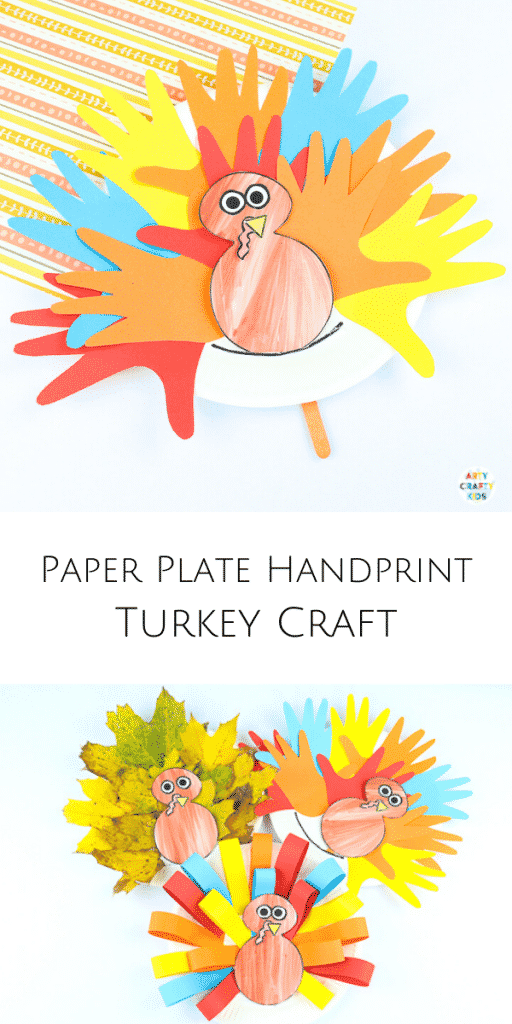 Arty Crafty Kids | Paper Plate Handprint Turkey Craft for Kids | Keep the kids entertained this Thanksgiving and fall with this super cute Paper Plate Handprint Turkey Craft.