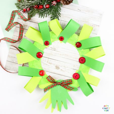 Paper Plate Handprint Christmas Wreath - Arty Crafty Kids