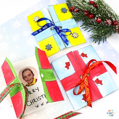 Easy Present Christmas Cards for Kids to Make