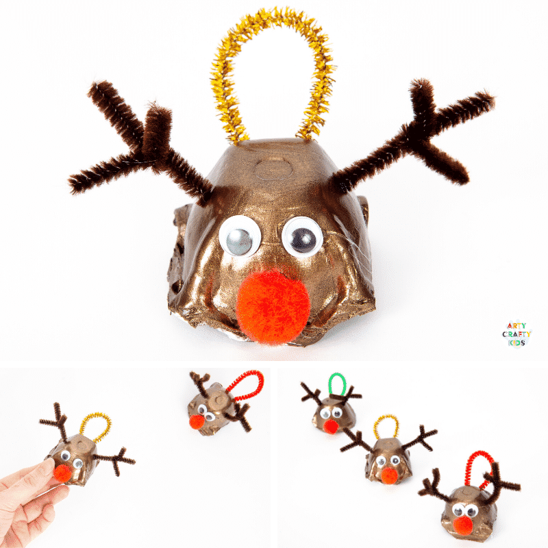 How to Make an Egg Carton Ornament - A fun and easy Christmas craft for kids that uses recyclable materials.