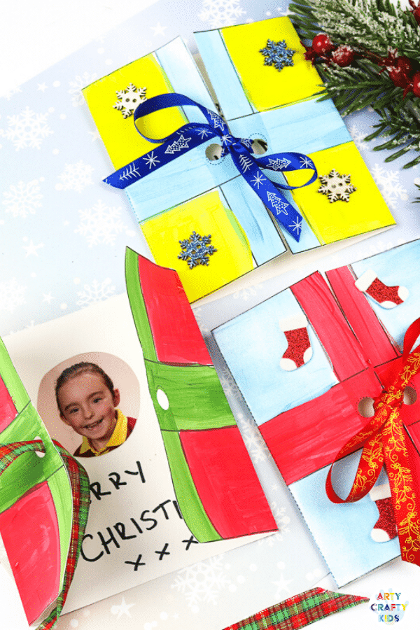 Easy Present Printable Christmas Cards Arty Crafty Kids