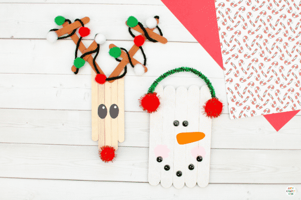 How to Make a Craft Stick Snowman Ornament - An Easy Christmas Crafts for Kids.