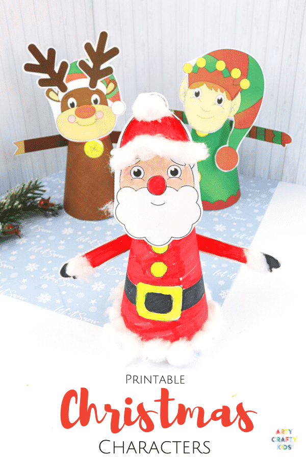 3D Printable Christmas Characters: Easy Christmas Craft for Kids - Choose from Santa Claus, a reindeer or elf to download and print. These festive characters can form part of a Christmas play scene or adapted to make Christmas Ornaments for the Christmas Tree.