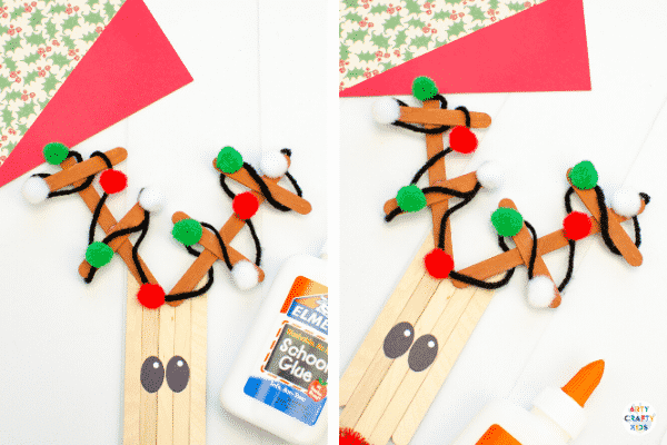 Learn how to make a Craft Stick Reindeer Ornament for the Christmas Craft | A fun and easy reindeer Christmas craft for kids.