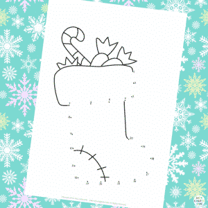 Dot to Dot (1-20) Christmas Stocking Colouring Page