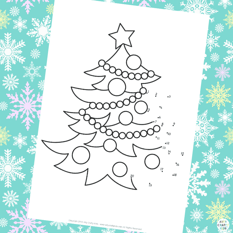 Dot to Dot Christmas Tree Colouring Page Arty Crafty Kids