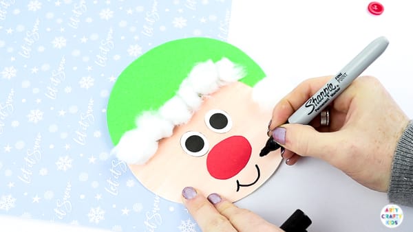 Easy Elf Christmas Card for kids to make.