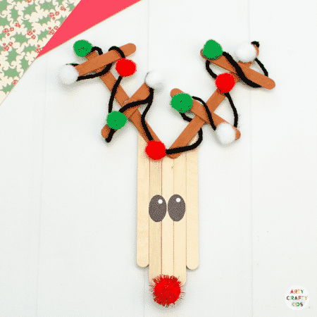 Learn how to make a Craft Stick Reindeer Ornament for the Christmas Craft | A fun and easy reindeer Christmas craft for kids.