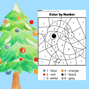 Christmas Robin Colour by Number