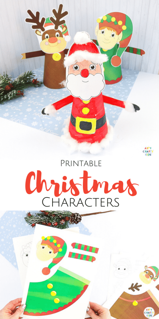 3D Printable Christmas Characters: Easy Christmas Craft for Kids - Choose from Santa Claus, a reindeer or elf to download and print. These festive characters can form part of a Christmas play scene or adapted to make Christmas Ornaments for the Christmas Tree.
