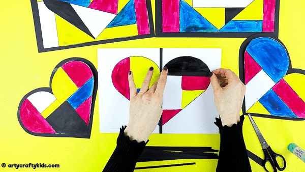 Mondrian Heart Art for Kids - A fun and easy Mondrian Art Project with printable heart templates.