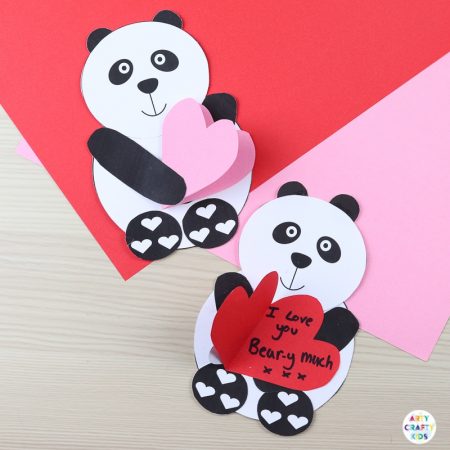 A cute Valentine's Panda Heart Card for Kids to Make
