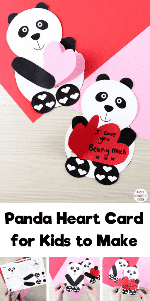 Printable Panda Heart Card | Cute, fun and easy Valentine's day craft for kids!