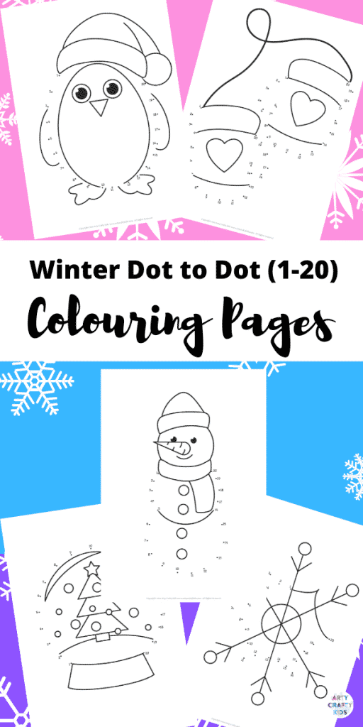 Dot-to-Dot Winter Coloring Pages for Kids (1-20). Enhance number recognition and counting with these fund and engaging Winter themed activity pages - perfect for preschoolers and children in Early Years Education.