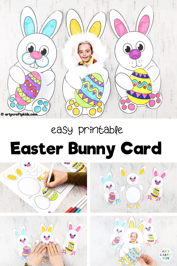 Adorable Easter bunny card for kids to make. The Easter Bunny card can be personalised with a photograph, transforming your child into an Easter bunny. A great Easter card to make for family and friends, and be created with our Easter Bunny Card Templates.