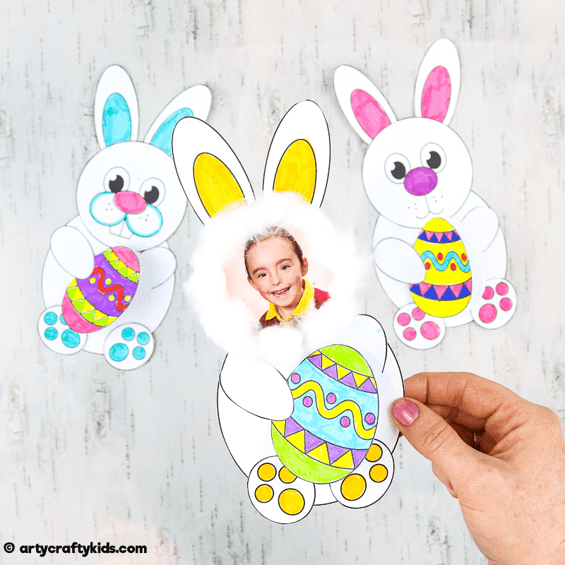 Adorable Easter bunny card for kids to make. The Easter Bunny card can be personalised with a photograph, transforming your child into an Easter bunny. A great Easter card to make for family and friends, and be created with our Easter Bunny Card Templates.