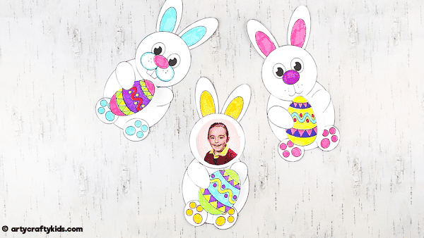 Adorable Easter bunny card for kids to make. The Easter Bunny card can be personalised with a photograph, transforming your child into an Easter bunny. A great Easter card to make for family and friends, and be created with our Easter Bunny Card Templates.