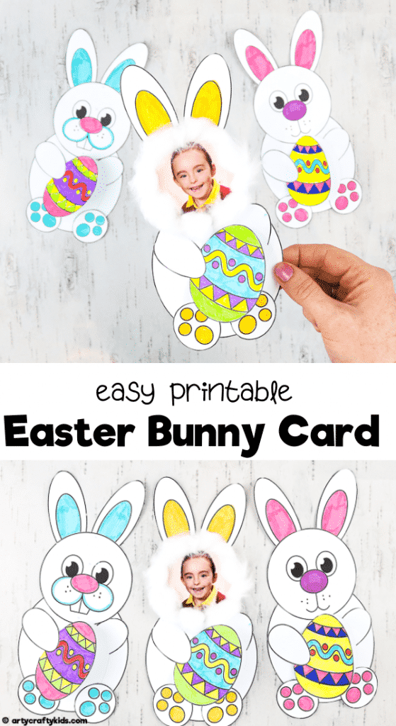 Adorable Easter bunny card for kids to make. The Easter Bunny card can be personalised with a photograph, transforming your child into an Easter bunny. A great Easter card to make for family and friends, and be created with our Easter Bunny Card Templates.