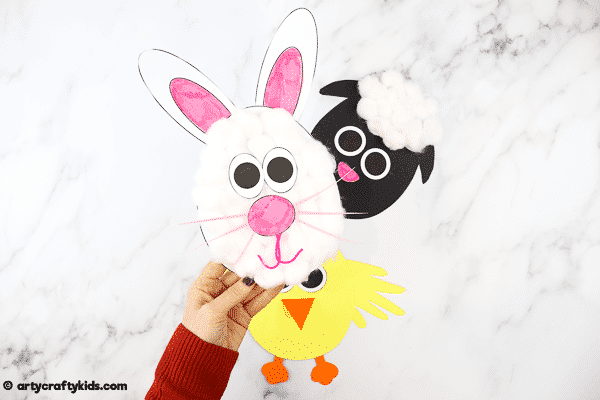 Easter Egg Animal Craft - A simple cut and stick craft for kids that transforms Easter eggs into cute Spring animals! This craft can be completed with our handy printables, making this an easy craft to try with the kids at home or within the classroom.