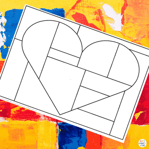 Framed Squares and Rectangles Mondrian Heart Art Example 1