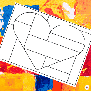 Framed Squares and Rectangles Mondrian Heart Art for Kids