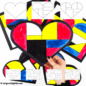 Mondrian Heart Art Template