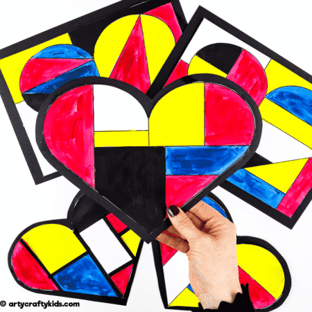 Mondrian Heart Art for Kids - A fun Mondrian inspired art idea for kids.