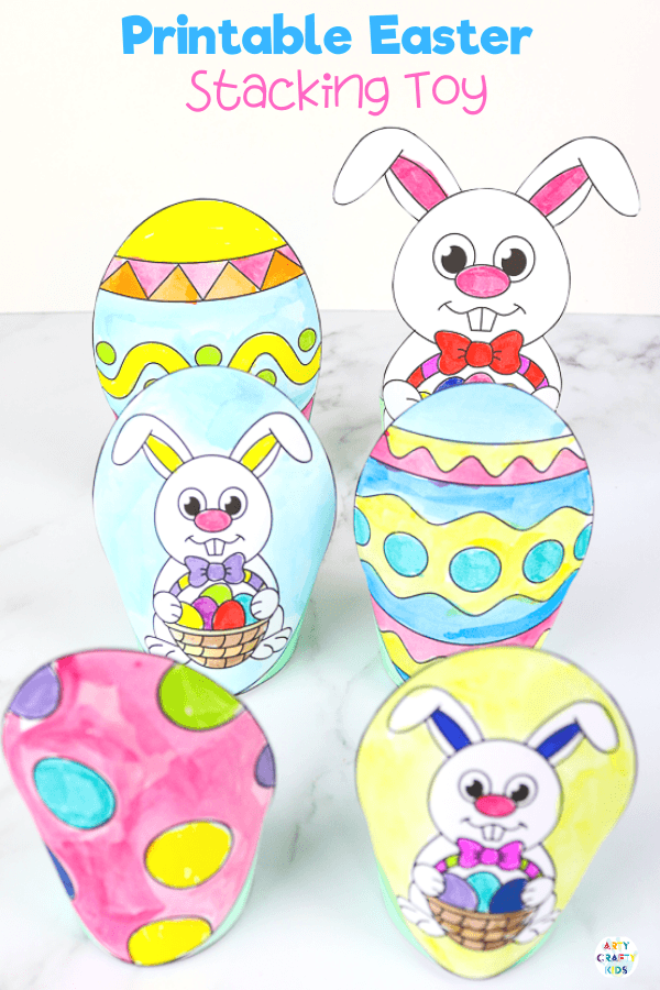 Printable Easter Paper Toy for kids to color and assemble. A combined activity of craft and play; children can use the toys within an Easter egg hunt, maths games and Easter imaginative play.