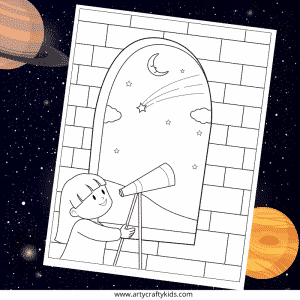 Star Gazing Coloring Page for Kids