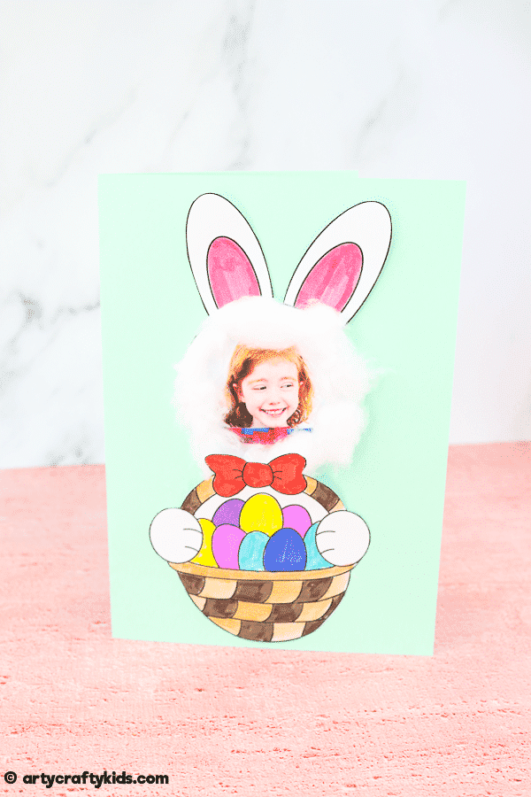 Make an adorable Easter Bunny Photo Card with the kids the Easter. A cute, fun and easy Easter craft kids will love.