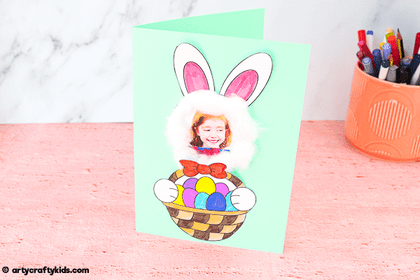 Make an adorable Easter Bunny Photo Card with the kids the Easter. A cute, fun and easy Easter craft kids will love.