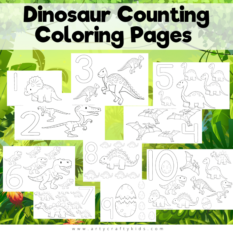 Dinosaur Counting Coloring Pages