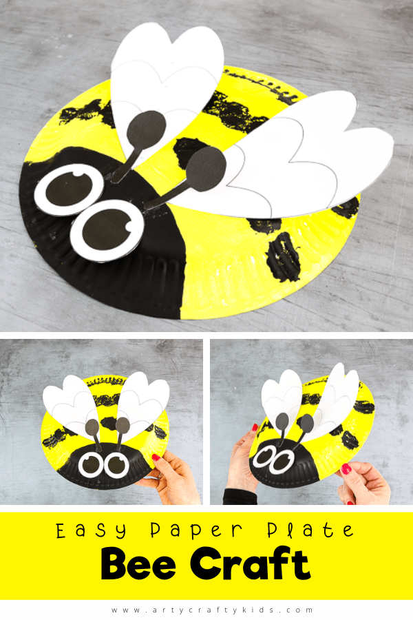 Cute and easy Paper Plate Bee Craft for Kids. Perfect for toddlers and preschoolers, this simple craft can be completed independently or used to support learning around Spring and mini-beasts.