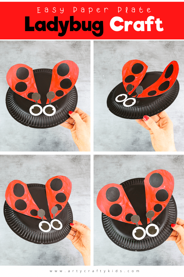 Paper Plate Ladybug Craft for Kids to make. Easy Spring crafts for bug and mini-beast topic.