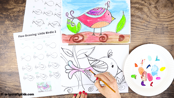 How to Draw for a bird for Kids - A simple drawing guide for kids that introduces mindfulness to the creative process.