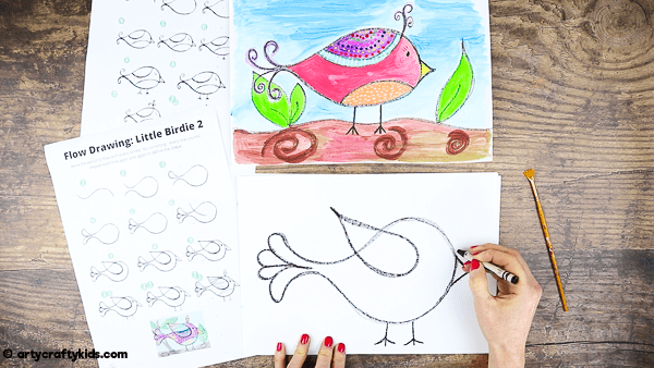 How to Draw for a bird for Kids - A simple drawing guide for kids that introduces mindfulness to the creative process.