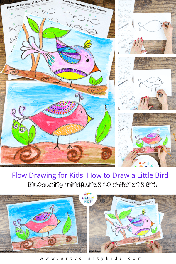 How to Draw for a bird for Kids - A simple drawing guide for kids that introduces mindfulness to the creative process.