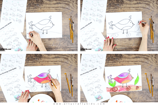 How to Draw for a bird for Kids - A simple drawing guide for kids that introduces mindfulness to the creative process.