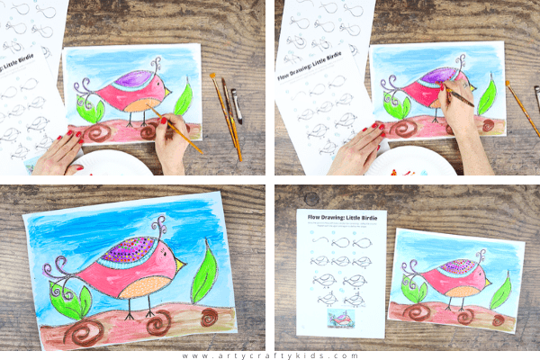 How to Draw for a bird for Kids - A simple drawing guide for kids that introduces mindfulness to the creative process.