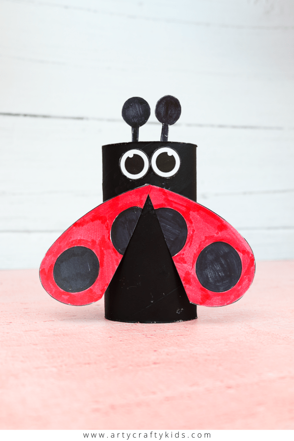 Learn how to make a Toilet Paper Roll Ladybug with the kids. A cute and easy Spring craft for kids.